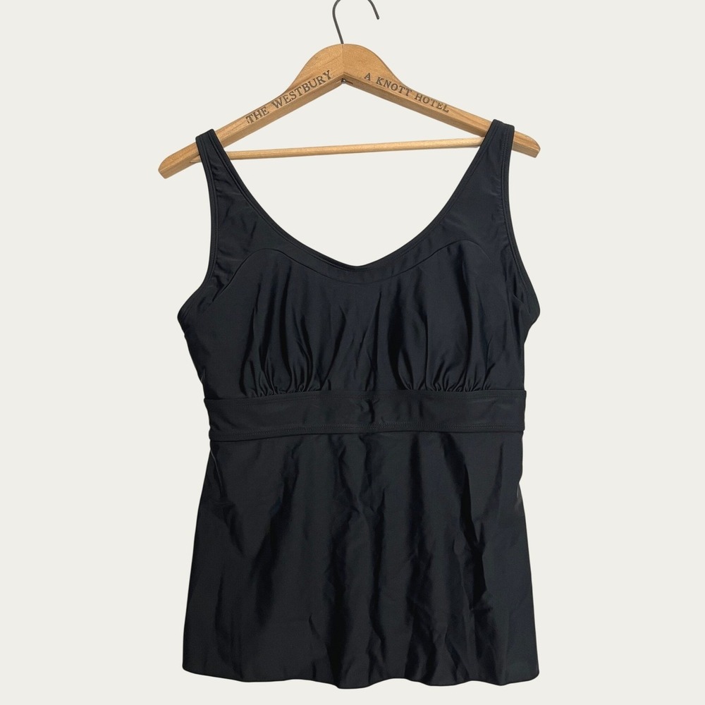 Empetua Black Wire-Free Tankini Swim Top Adjustable Straps‎ Womens Large NWT